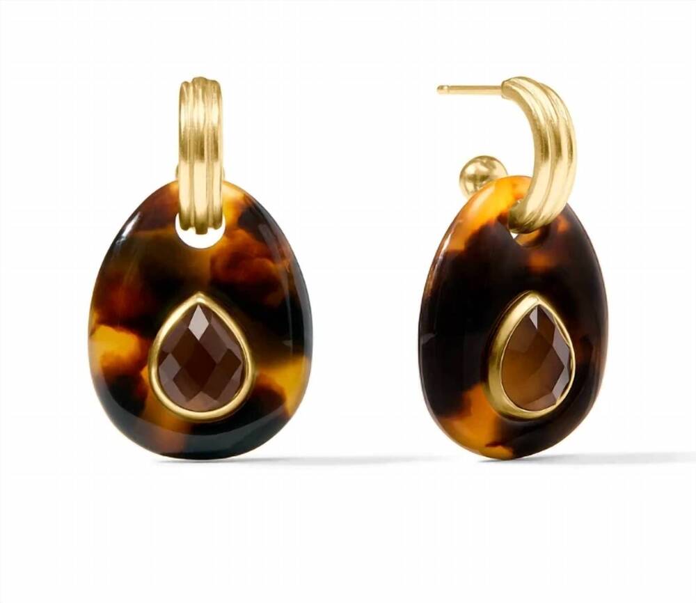 NEW JULIE VOS women's carnaby hoop and charm earrings in tortoiseshell